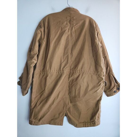 Gap Men Tan Khaki 100% Cotton Mid Length Anorak Utility Full Zip Jacket  Large - Picture 2 of 12